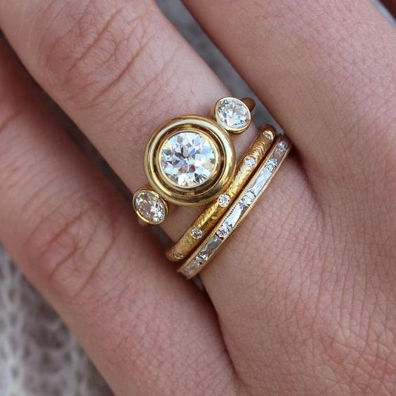 Vintage Brightness Gold Ring Set