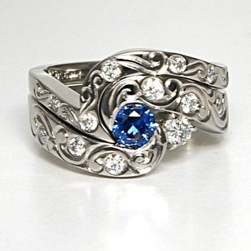 Vintage Wavy Zirconia Blue Crystal Ring