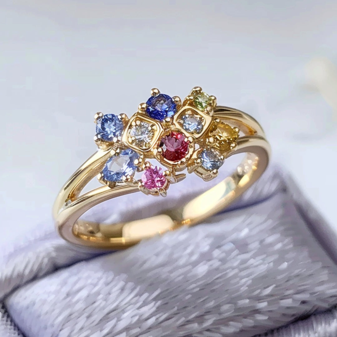 Colorful Crystal Gold Ring