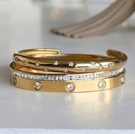 Vintage Inlaid Zirconia Golden Bracelet Pack