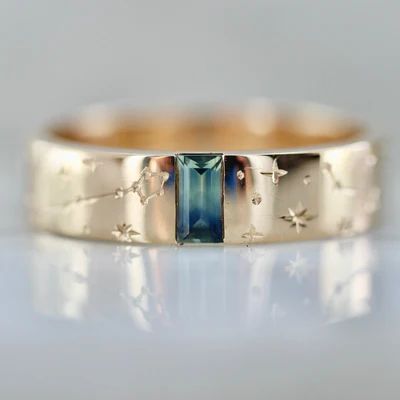 Vintage Turquoise Glass Starlight Gold Ring