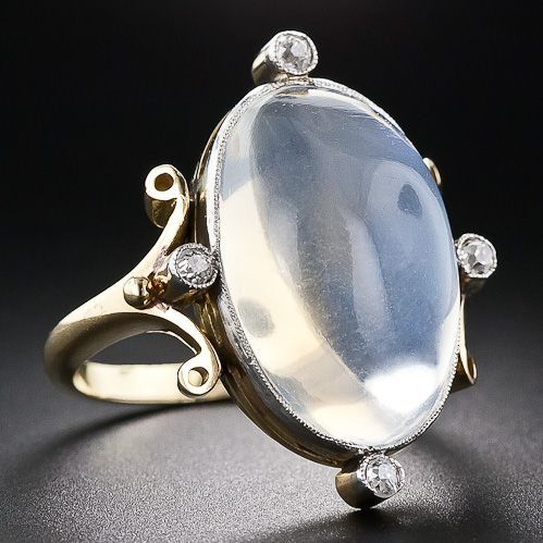 Vintage Moonstone Zirconia Silver Ring