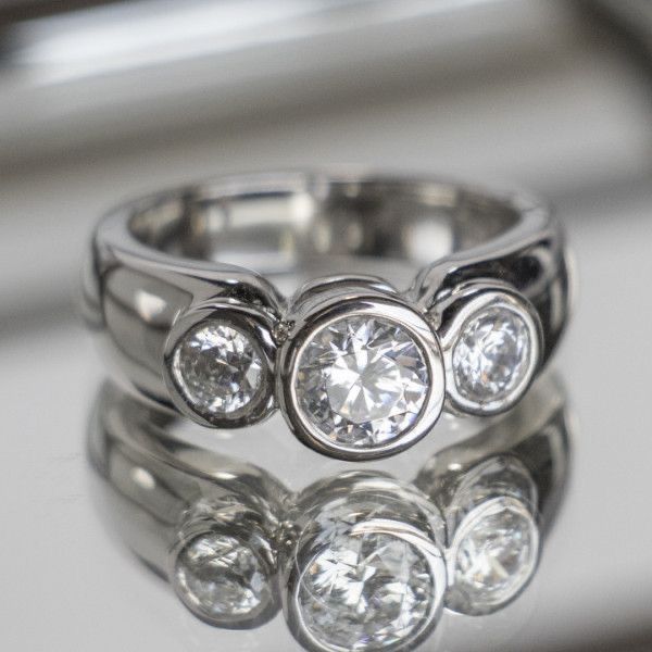 Vintage Silver Triple Halo Ring