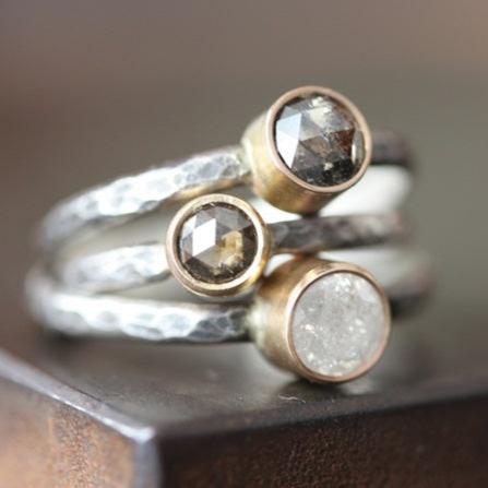 Vintage Layered Silver Zirconia & White Stone Ring