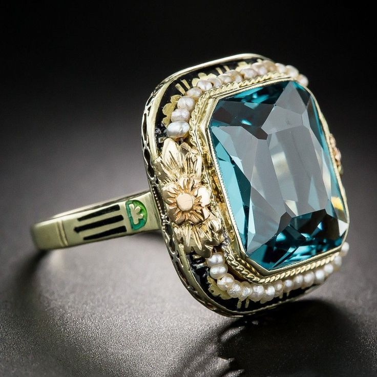 Vintage Blue Exotic Crystal Ring