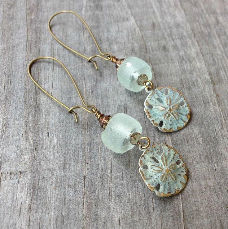 Vintage Blue Old Stone Gold Earrings