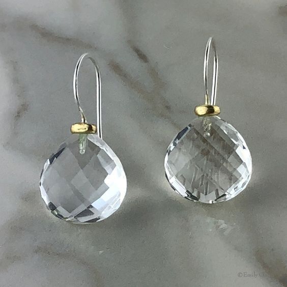 Vintage Rounded Glass Silver Earrings