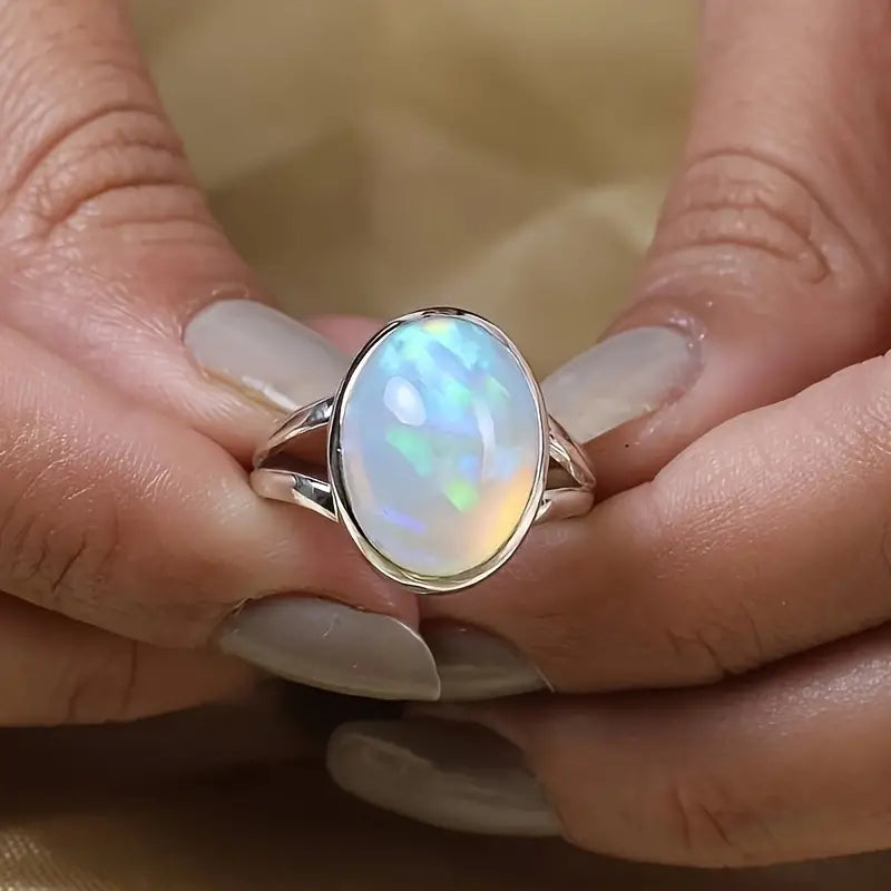 Vintage White Opal Stone Ring