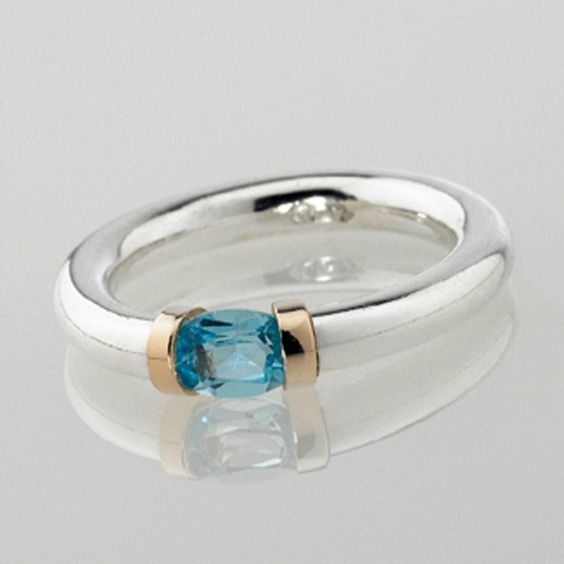 Vintage Silver & Blue Crystal Ring