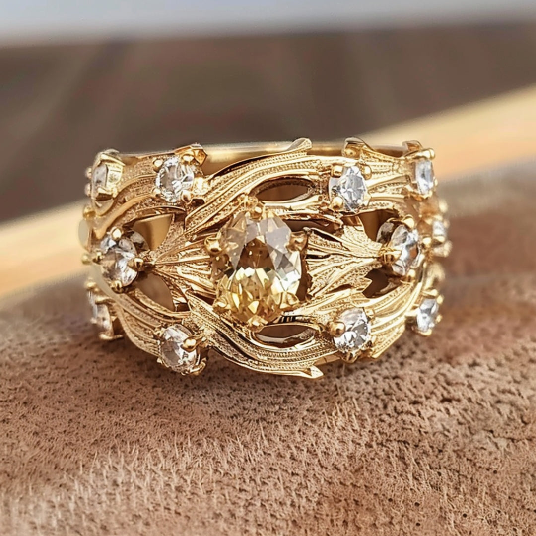 Golden Layered Zirconia Ring