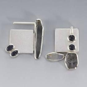 Vintage Black Silver Plated Earrings