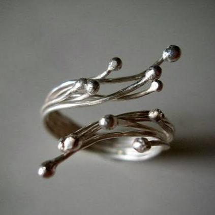 Vintage Open Coral Silvered Ring