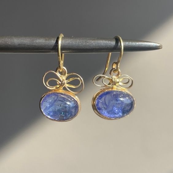 Vintage Blue Crystal Gold Earrings