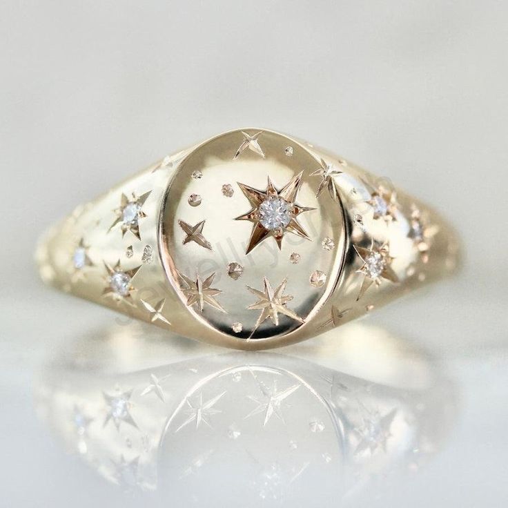 Vintage Celestial Gold Zirconia Ring