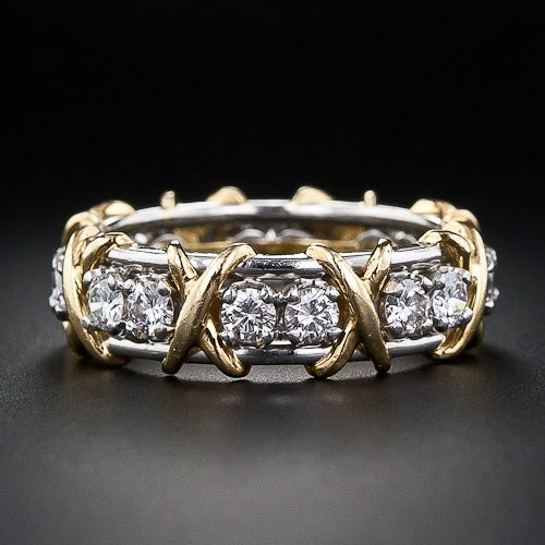 Vintage Gold Braided Silver Zirconia Ring