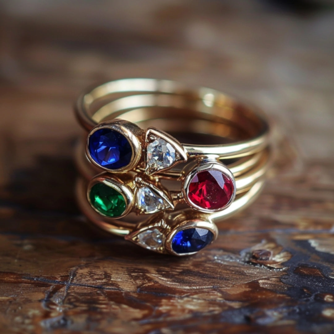 Layered Colorful Gold Ring