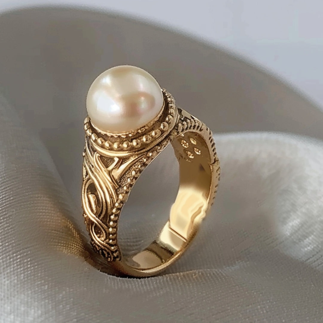 Gold Pearl Ring