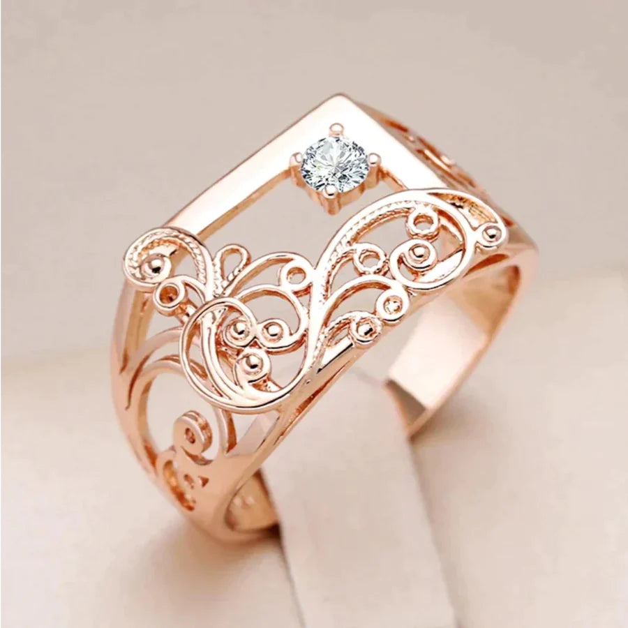 Elegant Rectangular Zirconia Gold Ring