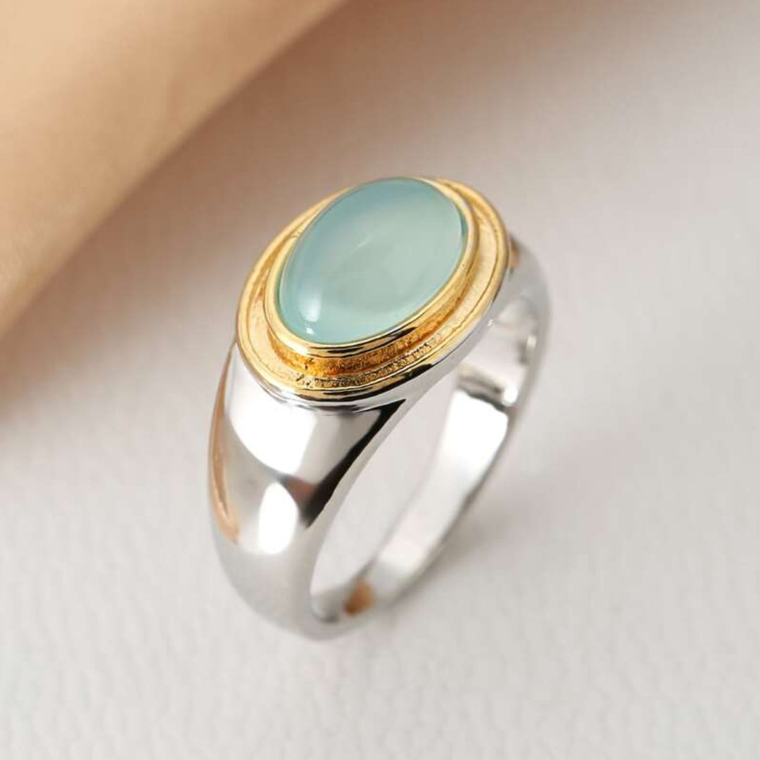 Vintage Gold & Silver Green Stone Ring