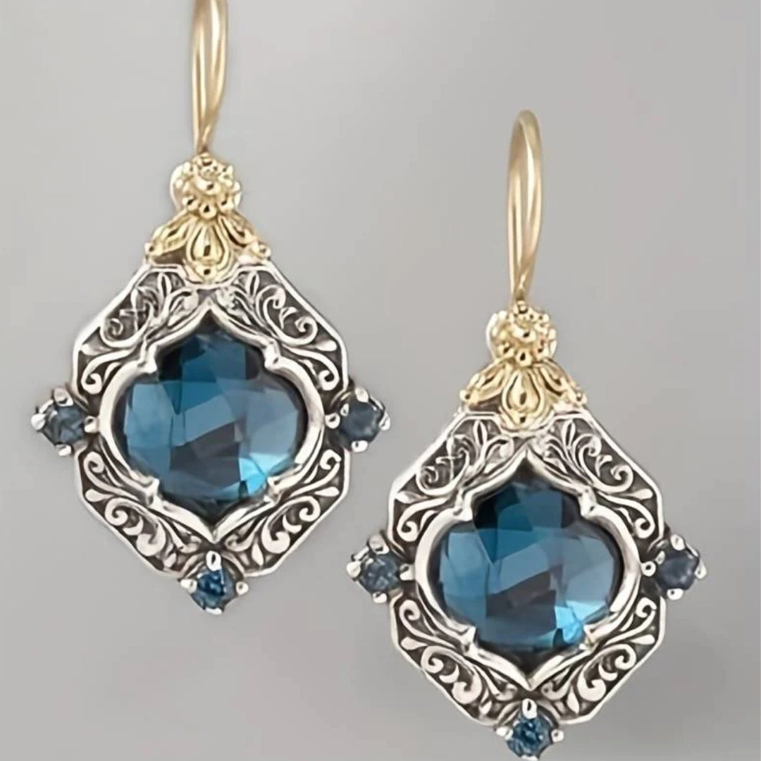 Vintage Blue Crystal Earrings