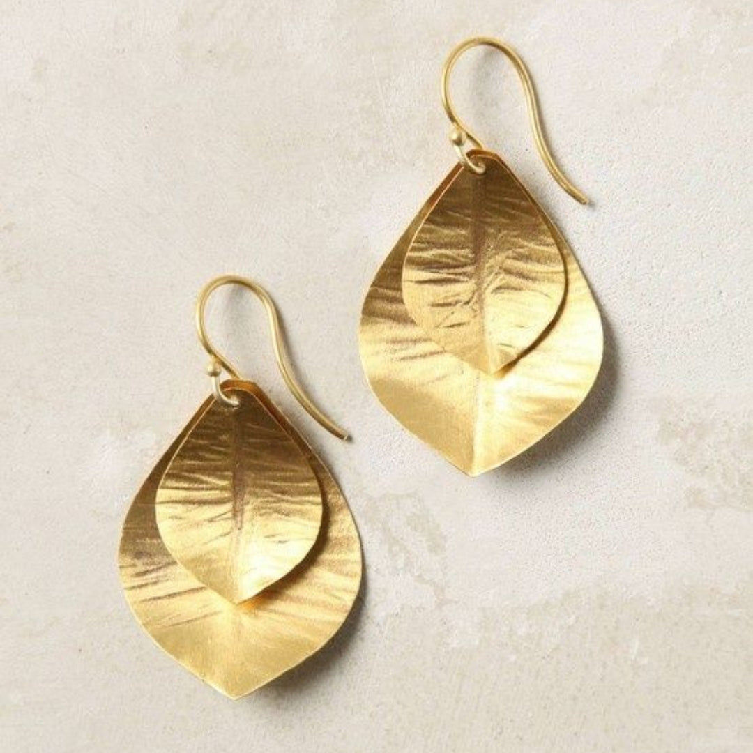 Vintage Golden Leaf Earrings