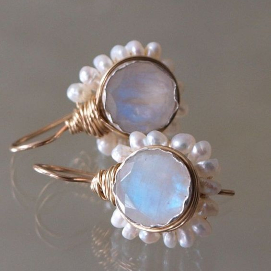 Vintage Luminous Moonstone Earrings