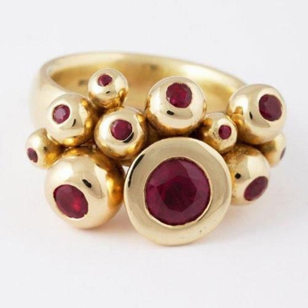 Vintage Golden & Red Crystal Ring