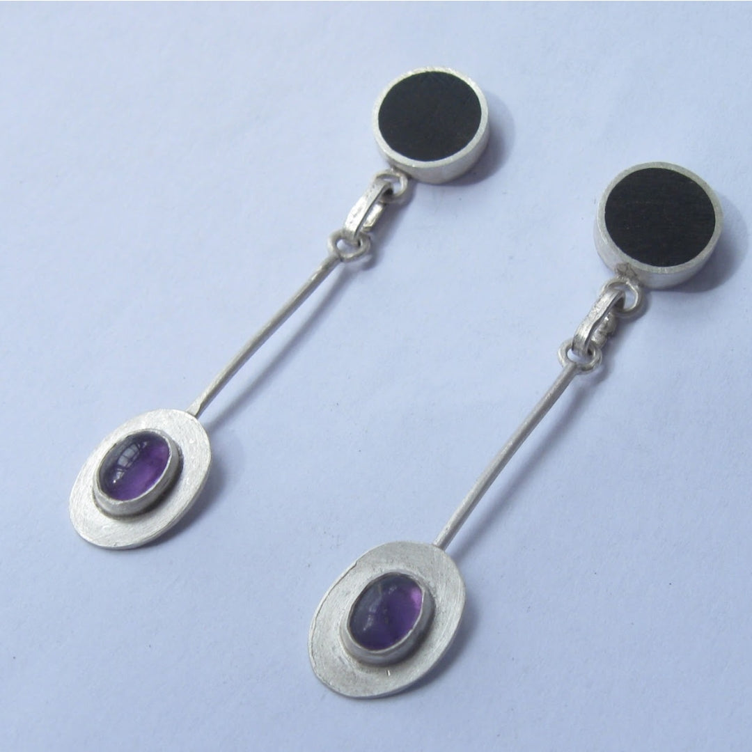 Vintage Dangling Purple Stone Earrings