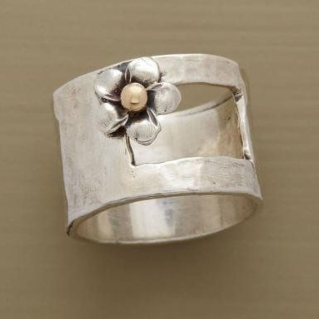 Vintage Silver Plated Flower Ring