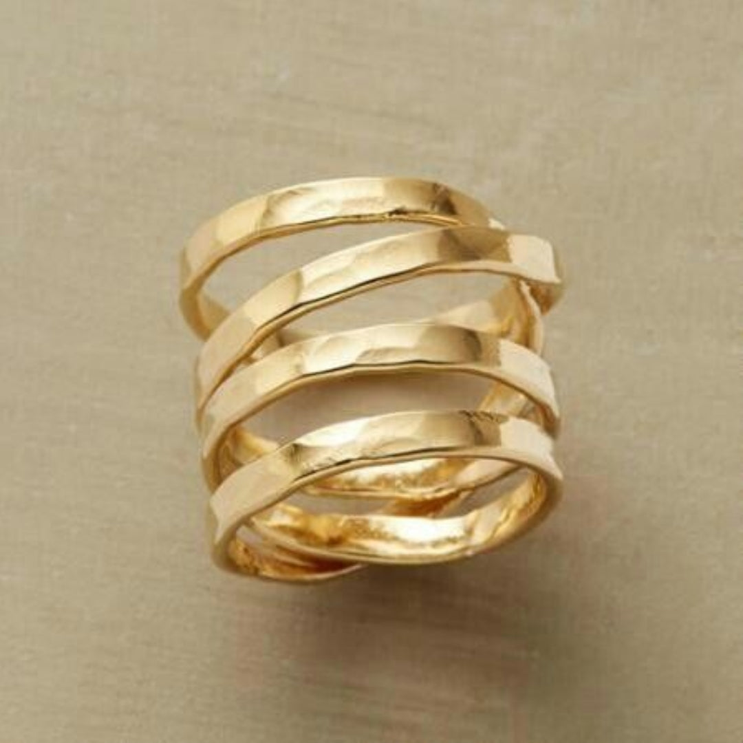 Vintage Golden Hollow Layered Ring