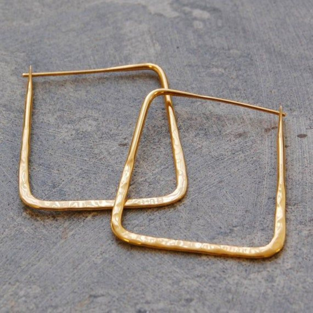 Vintage Golden Square Earrings