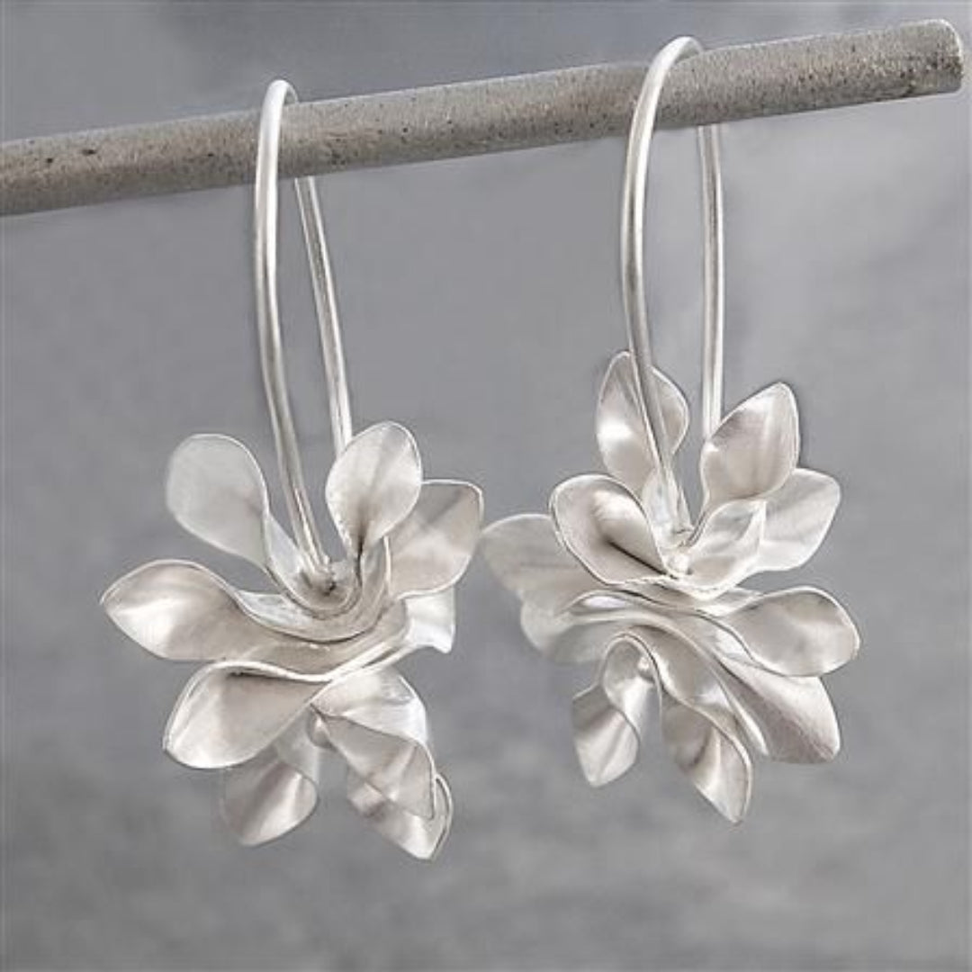 Vintage Silver Irregular Blossom Earrings