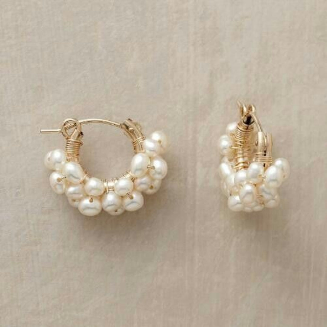 Vintage Golden Plated White Pearl Earrings