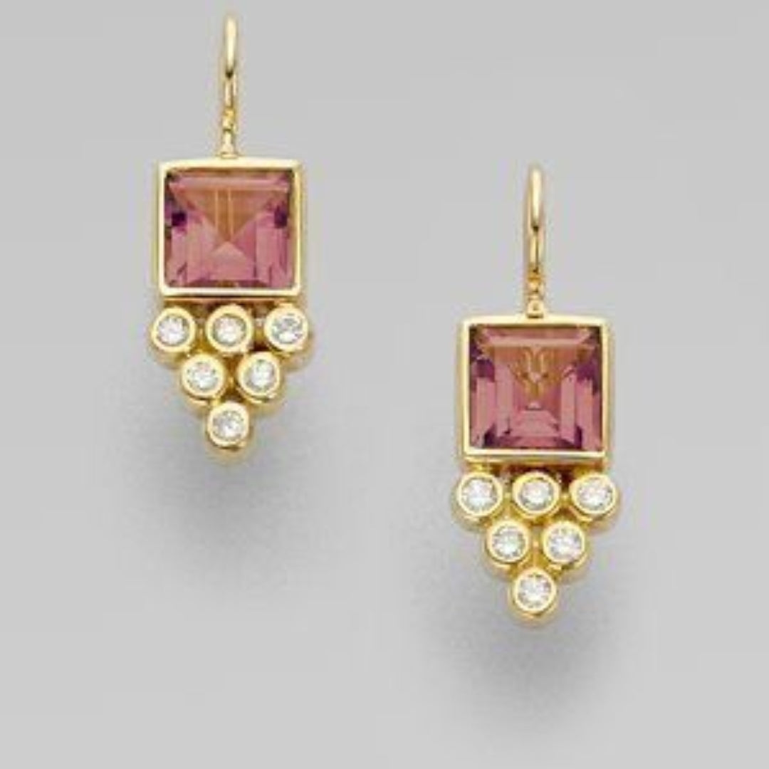 Vintage Red Crystal Inlaid Zirconia Earrings