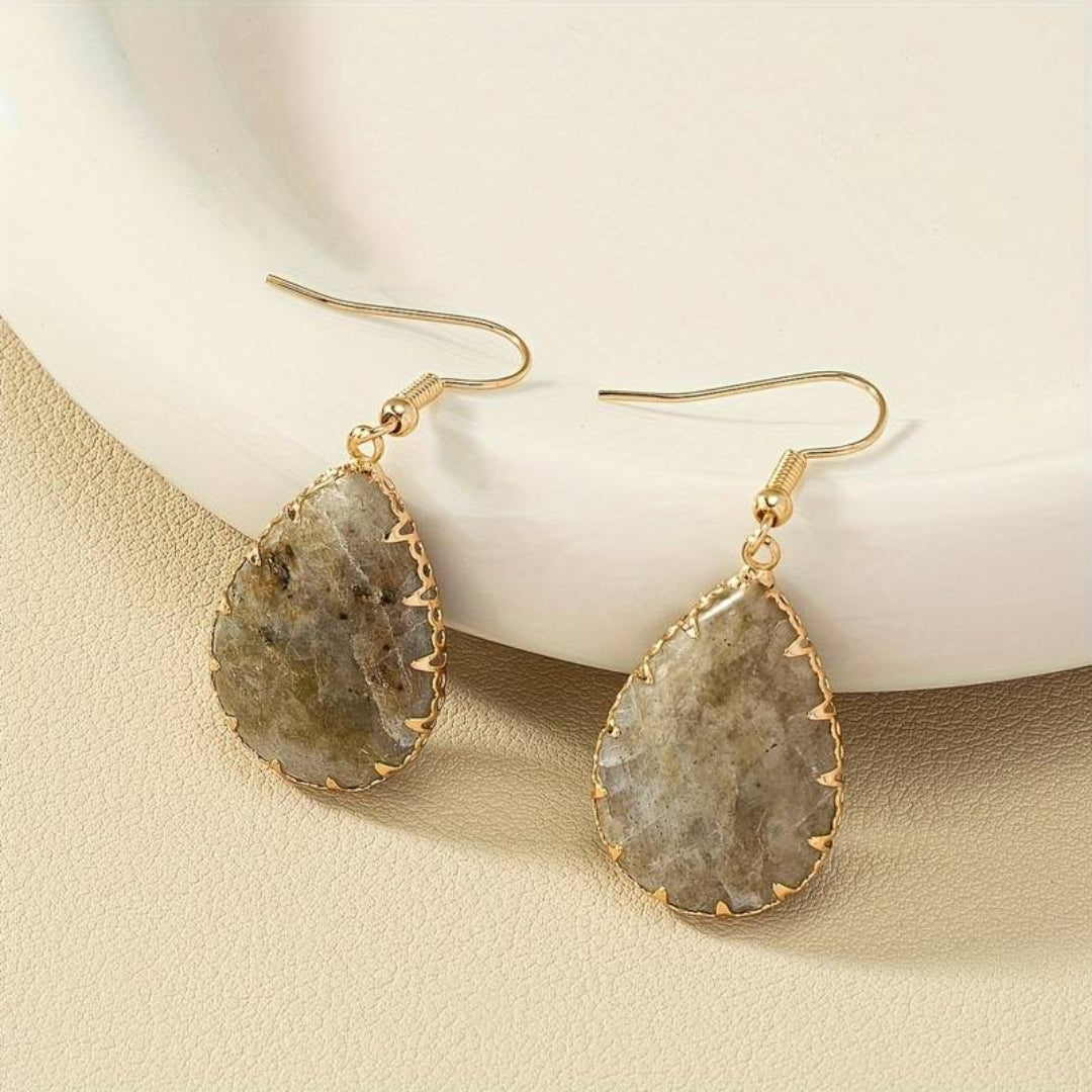 Vintage Nature Drop Stone Earrings