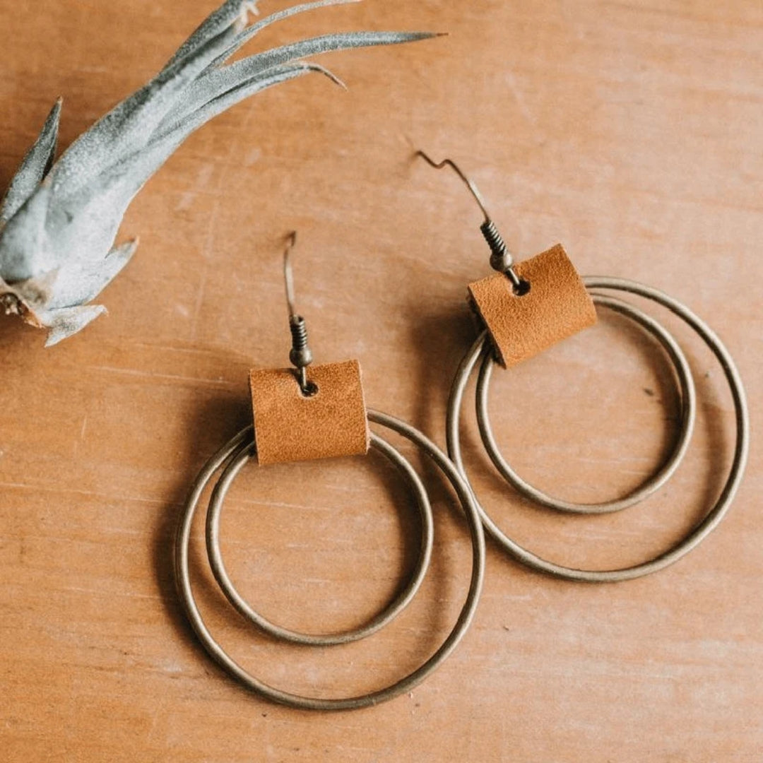 Vintage Leather Hoop Earrings