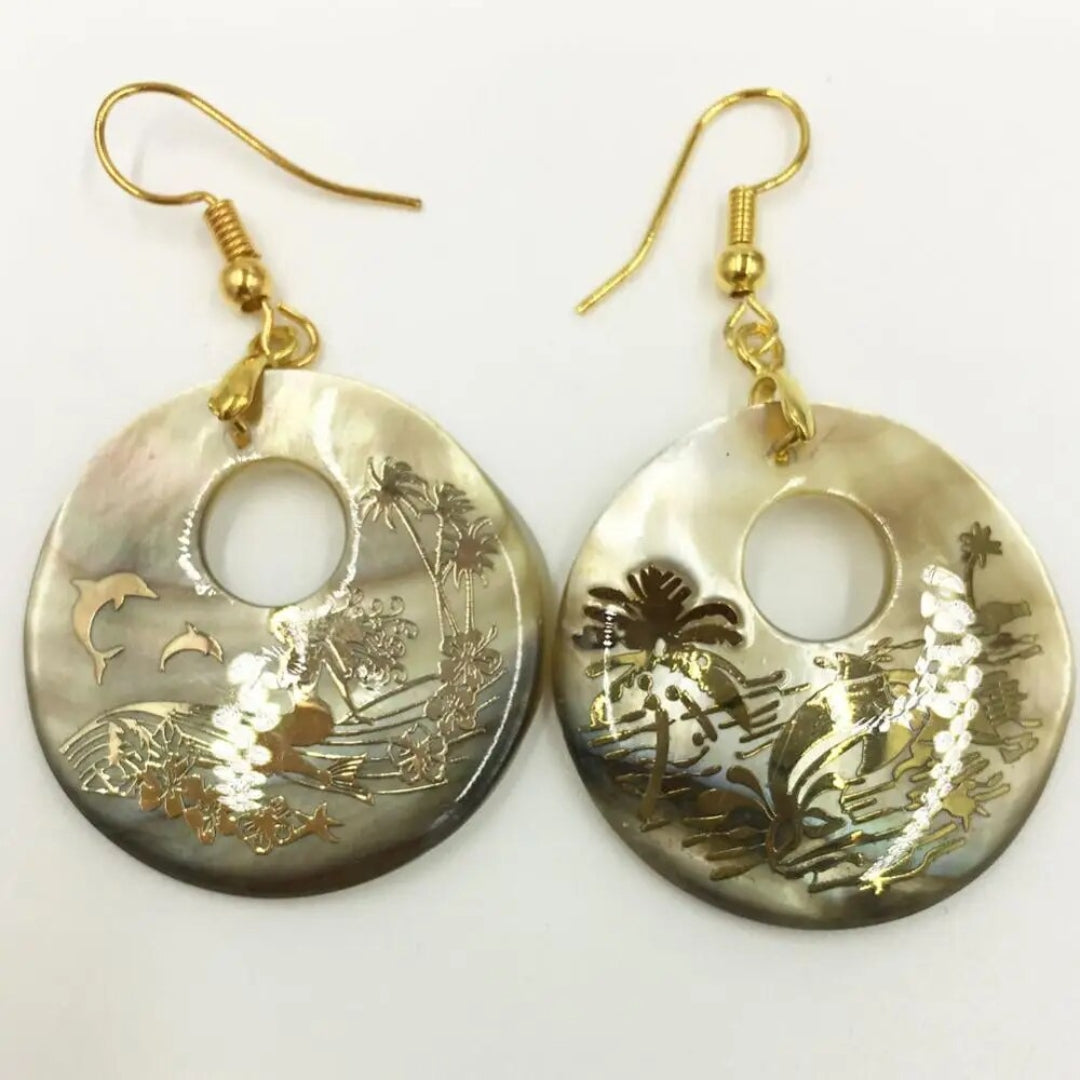 Vintage Golden Palm Earrings