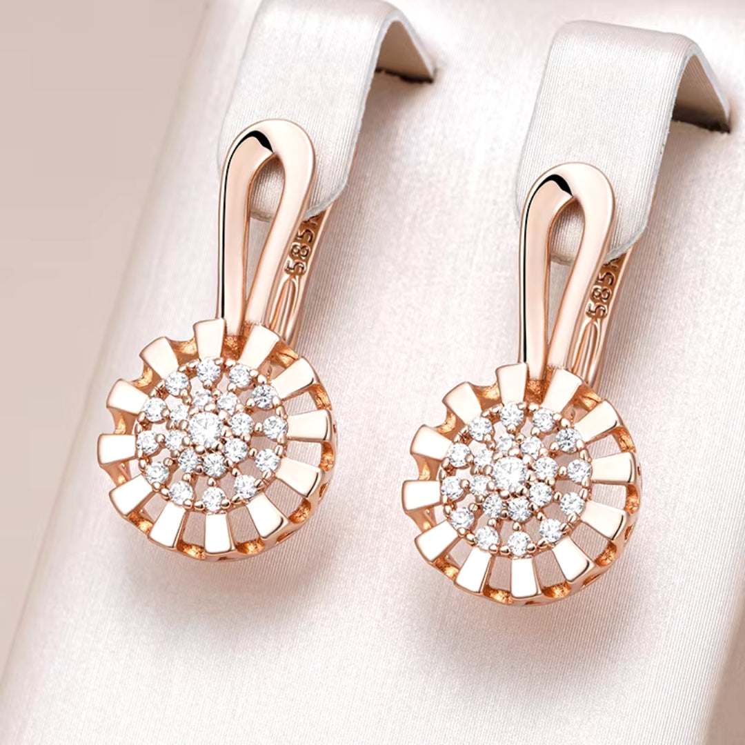 Elegant Round Crystaline Golden Earrings