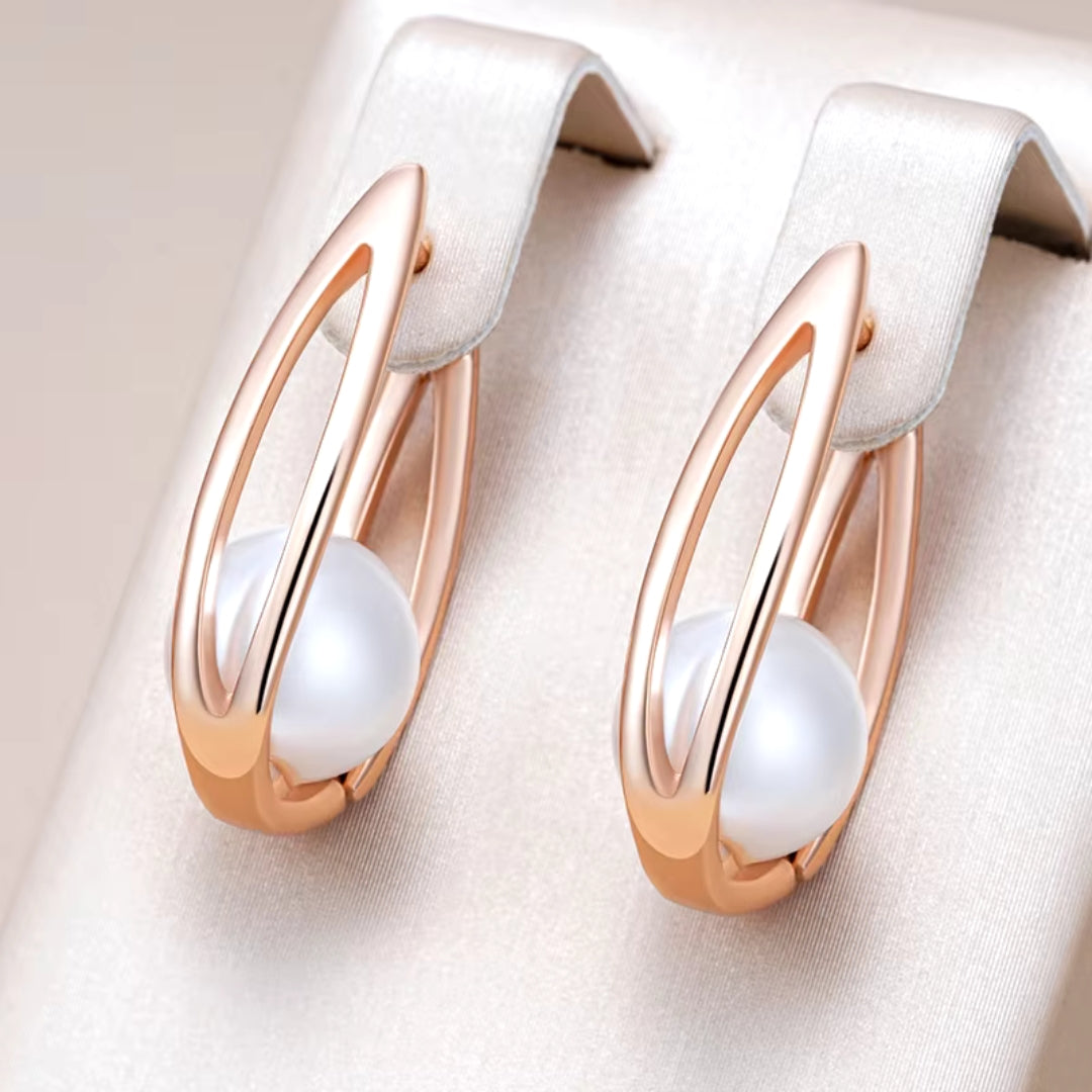 Elegant Pearl Golden Earrings