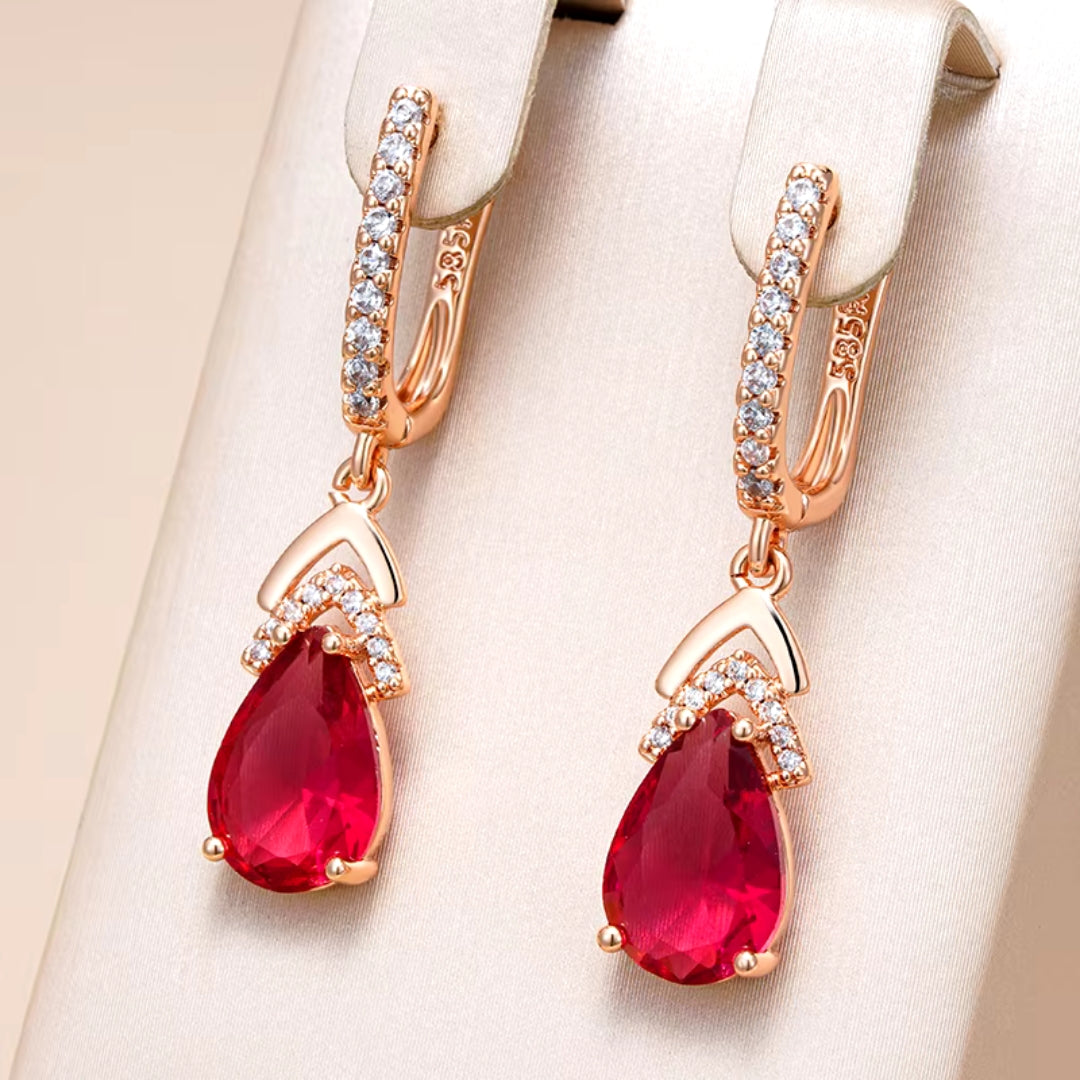 Elegant Red Drop Glass Earrings