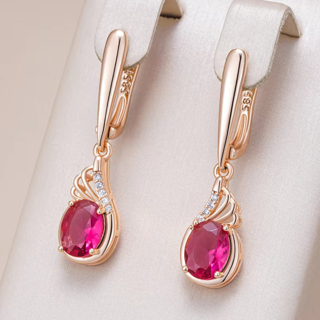 Elegant Pink Drop Glass Earrings