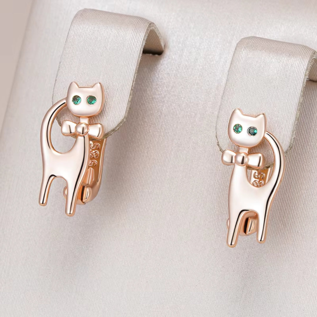 Elegant Gold Cats Earrings