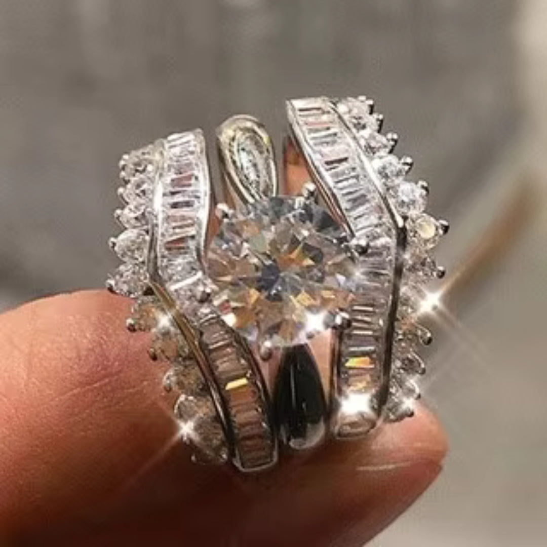 Vintage Silver Bright Ring Set