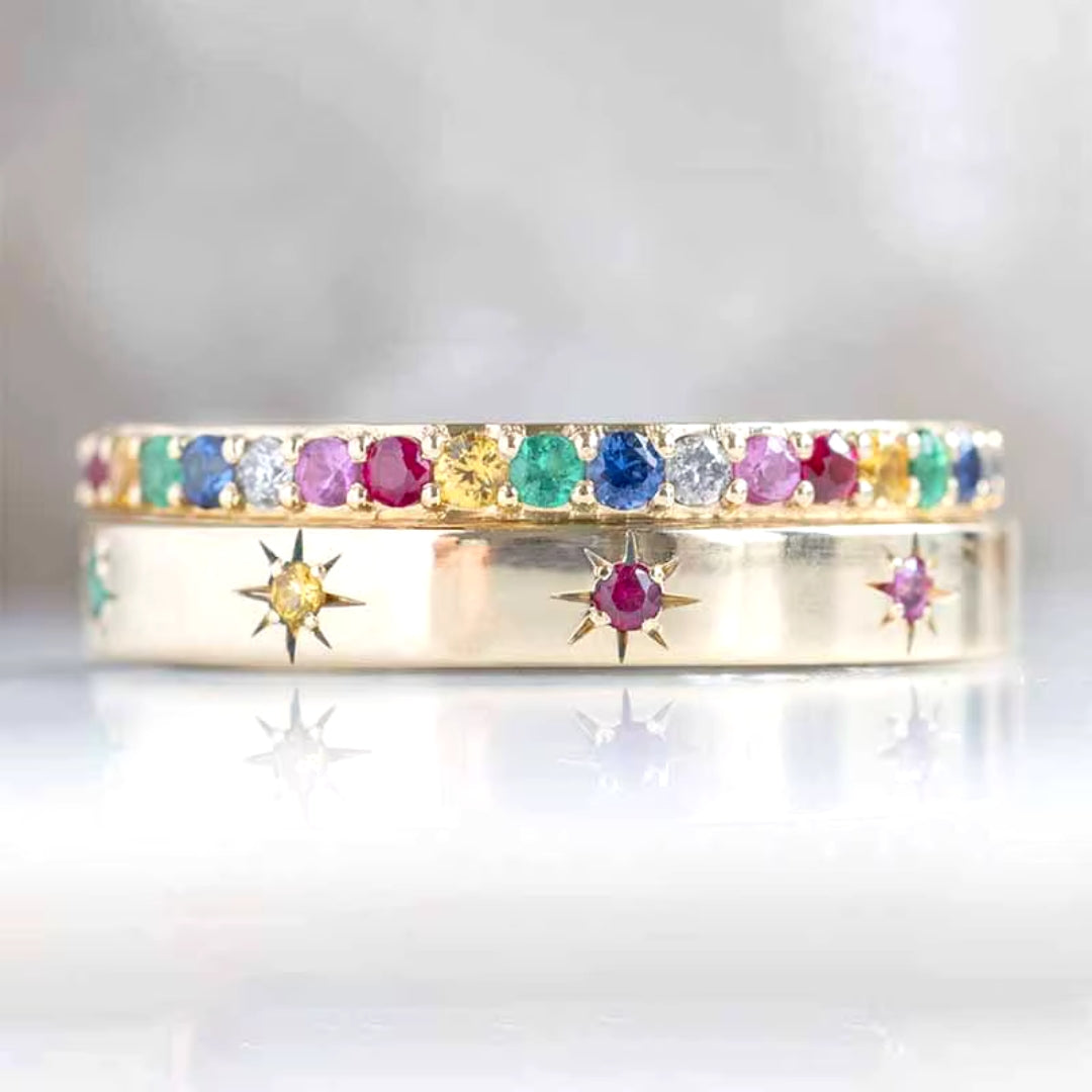 Vintage Colorful Inlaid Zirconia Starlight Ring