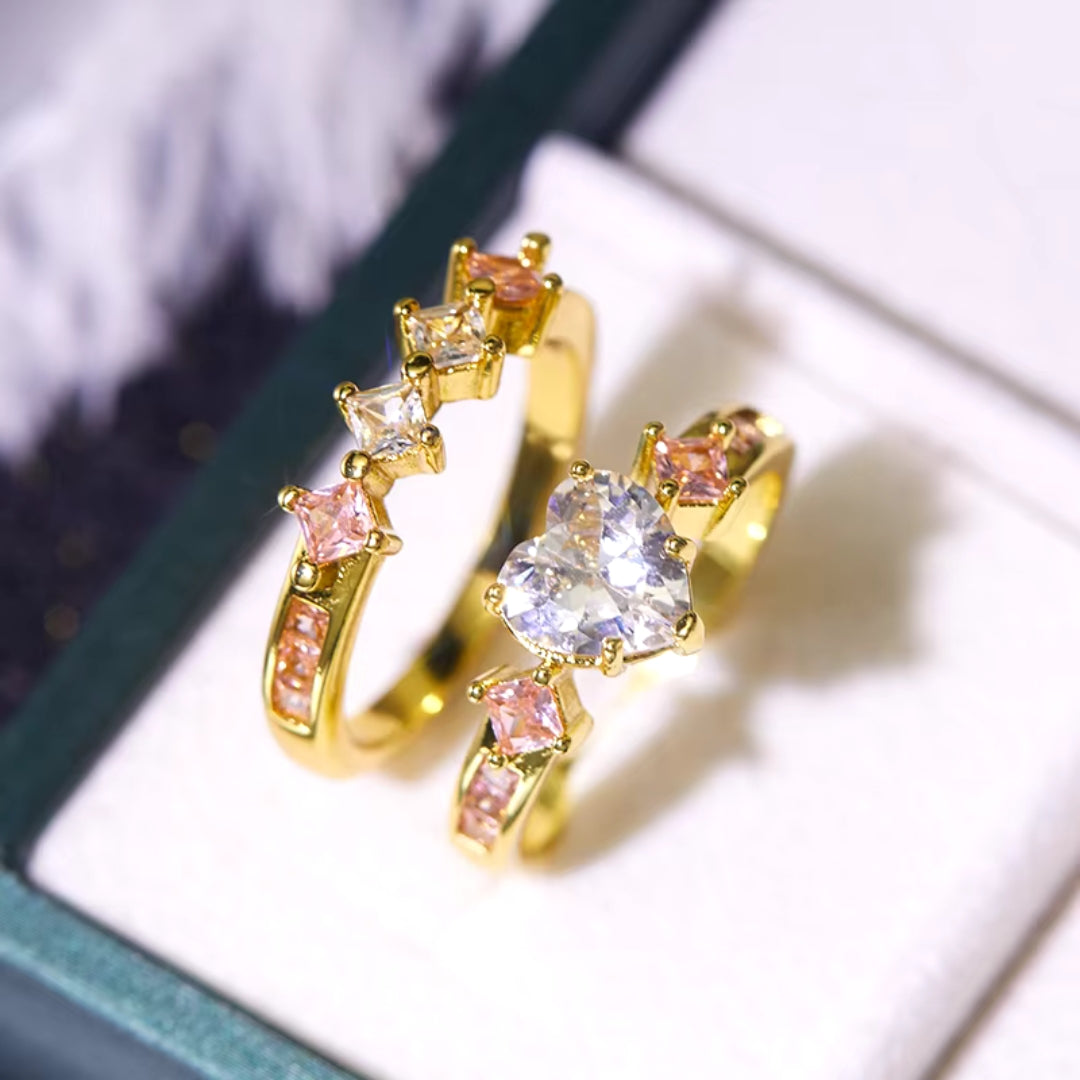 Vintage Love Bright Golden Ring Set