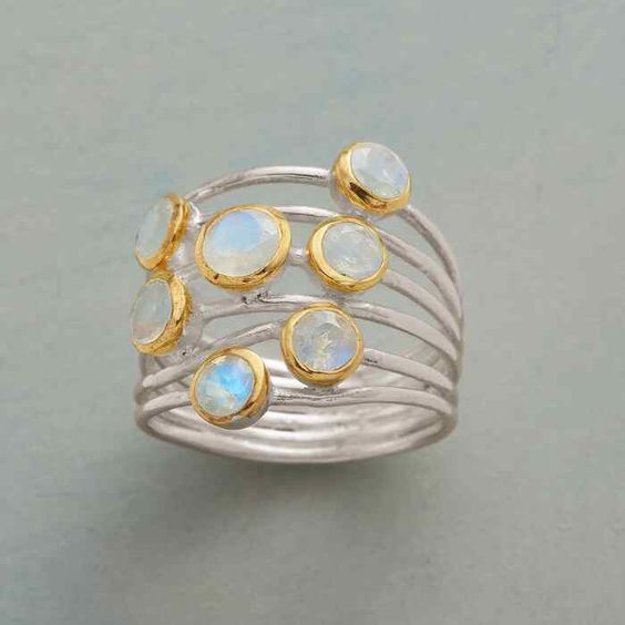 Vintage Layered Moonstone Silver Ring