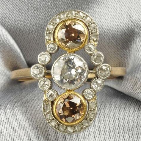 Vintage Cocktail Zirconia Gold Ring