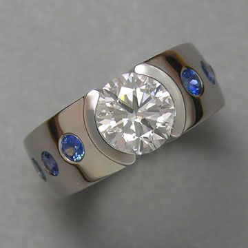 Vintage Open Blue & Zirconia Silver Ring