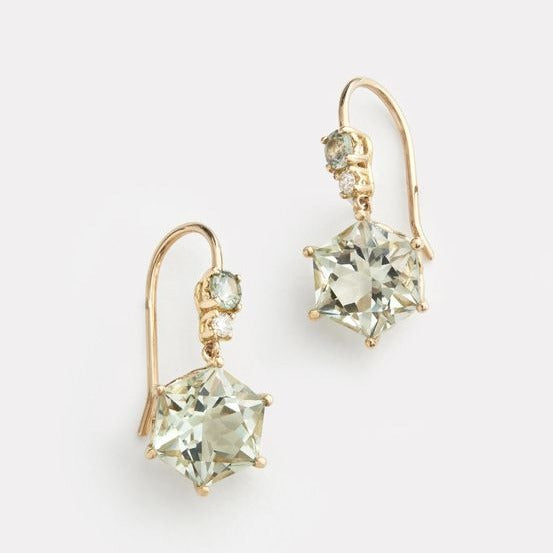 Vintage Greenish Bright Star Earrings