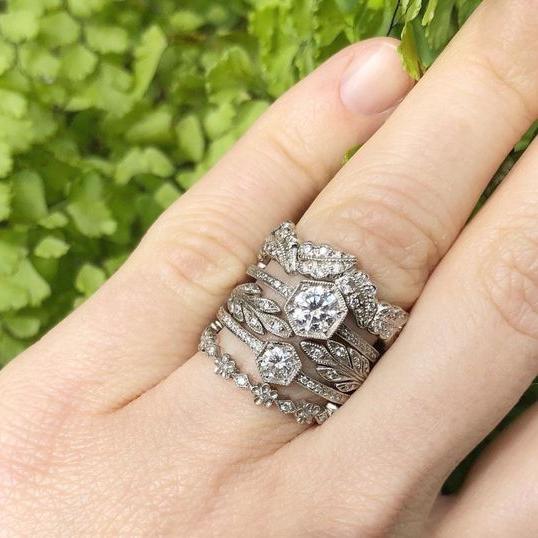 Vintage Silvered Bright Ring Set